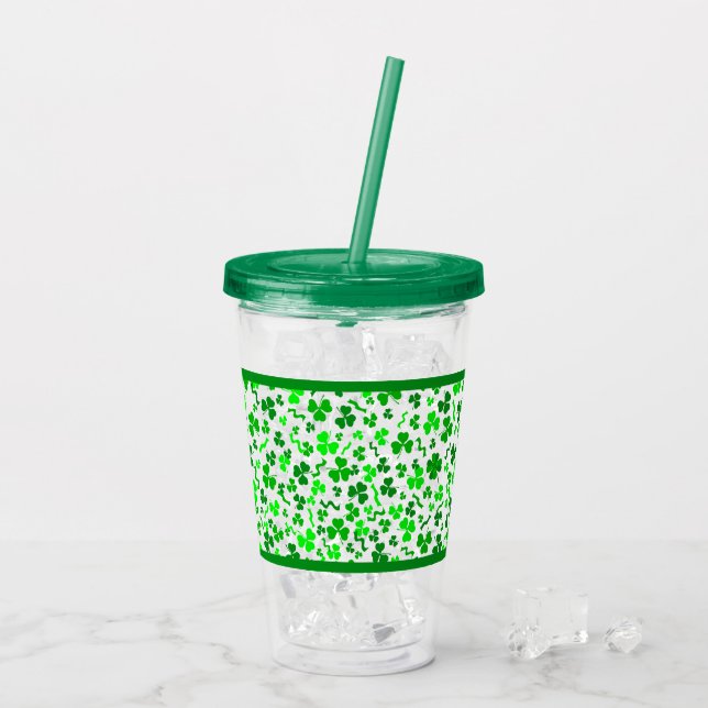 St Patricks Day Lucky Shamrocks Konfetti Take Away Mugg (Baksida Ice)