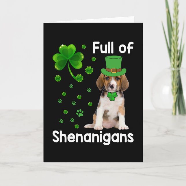 St. Patrick's Day Lucky Shenanigan Beagle Hund Kort (Framsida)