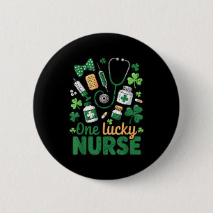St Patricks Day Lucky Sjuksköterska Shamrock Medic Knapp