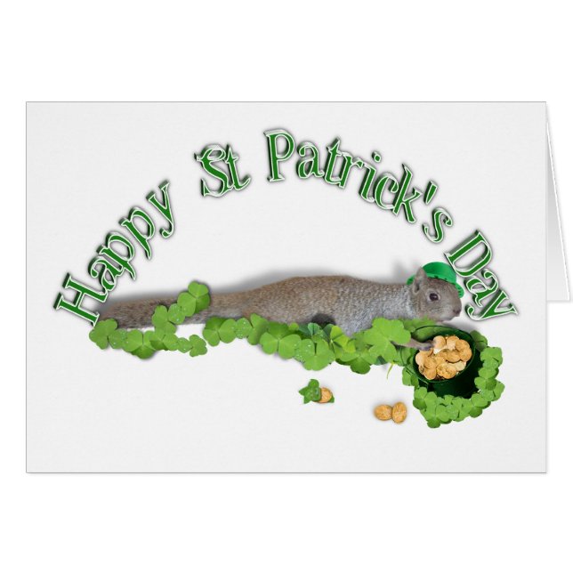 St. Patrick's Day Lucky Squirrel Hälsningskort (Framsidan Horizontal)