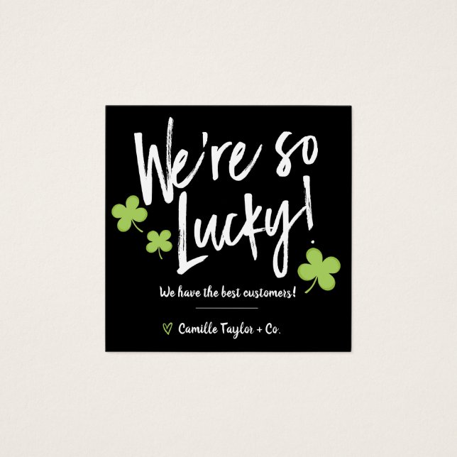St. Patrick's Day Lucky Tack Discount Code Fyrkantigt Visitkort (Framsida)