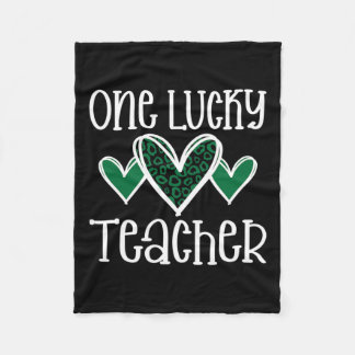 St. Patricks Day Lucky Teacher Leopard Skriv ut hj Fleecefilt