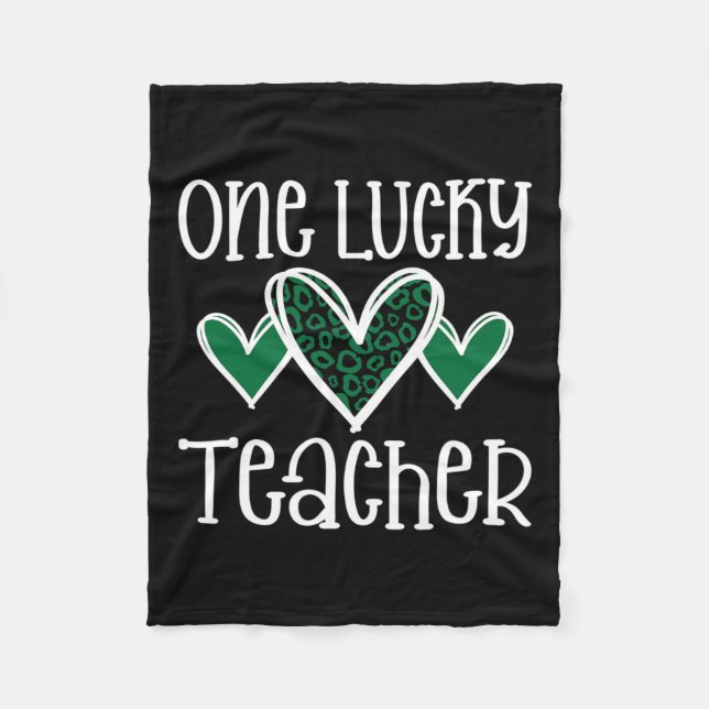 St. Patricks Day Lucky Teacher Leopard Skriv ut hj Fleecefilt (Framsidan)