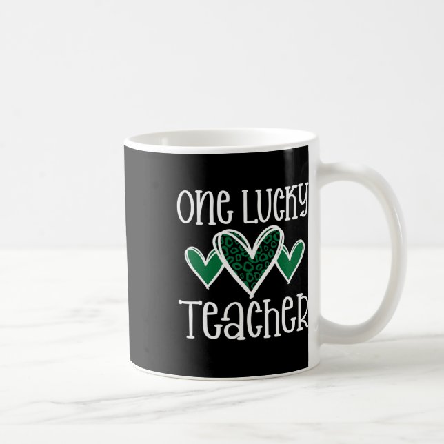St. Patricks Day Lucky Teacher Leopard Skriv ut hj Kaffemugg (Höger)