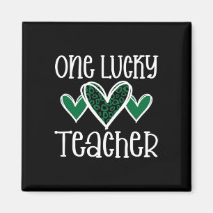 St. Patricks Day Lucky Teacher Leopard Skriv ut hj Magnet