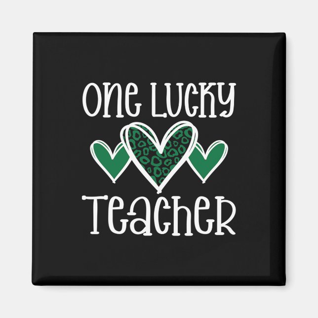 St. Patricks Day Lucky Teacher Leopard Skriv ut hj Magnet (Framsidan)