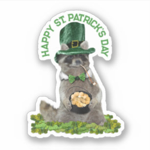 St Patrick's Day - Lucky tvättbjörn Klistermärken
