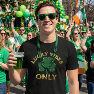 St Patricks Day Lucky Vibes Distressed Shamrock T Shirt