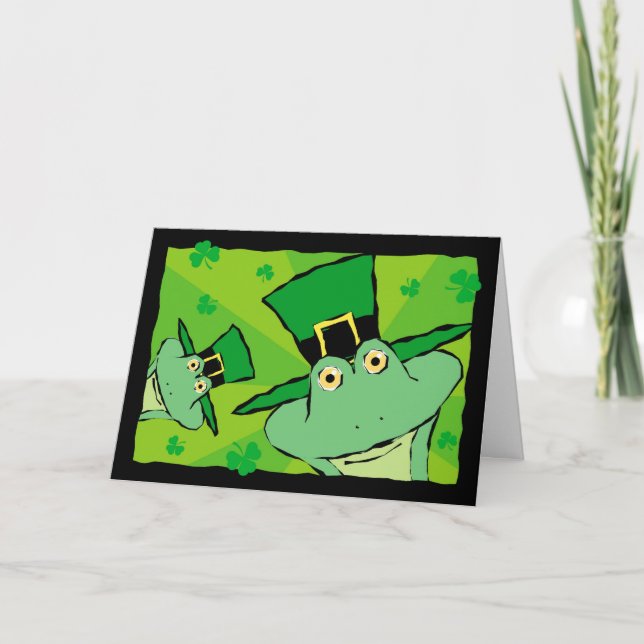 St. Patrick's Day Lusnyo Frogs Greeting Card Kort (Framsida)