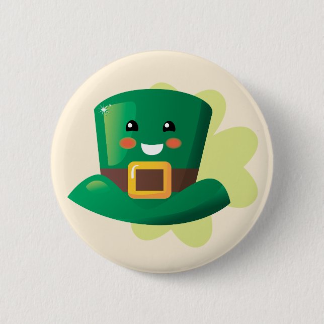 St. Patrick's Day Lycklig Hat Knapp (Framsida)