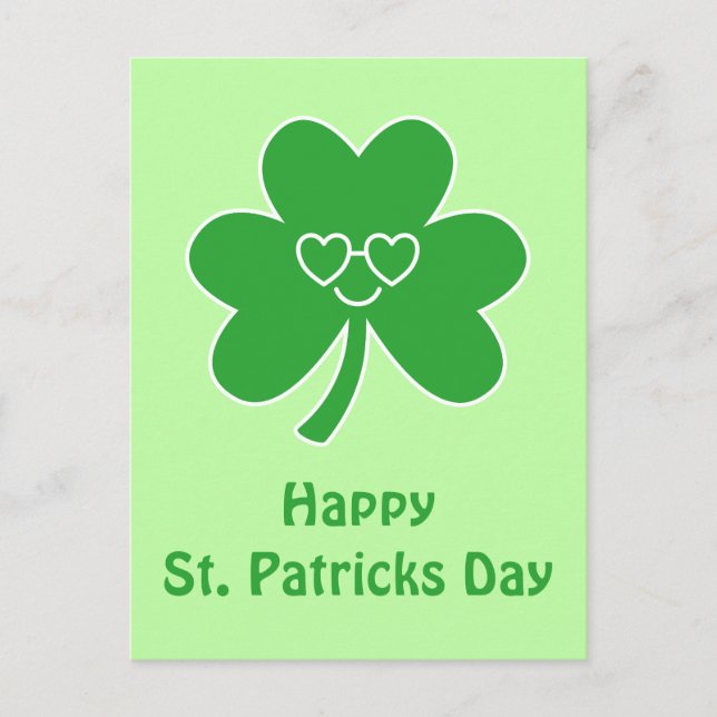St. Patrick's Day Lycklig Smile Shamrock Klöver Po Vykort (Framsida)