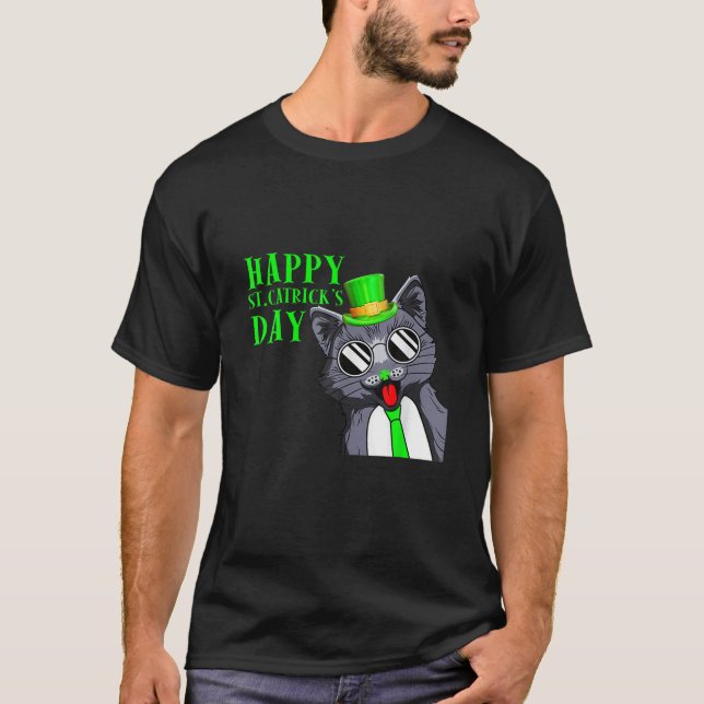 St patricks day-Lycklig St Catricks Day Kattunge-C T Shirt (Framsida)