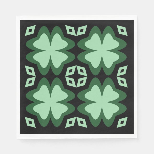 St Patricks Day Lyckliga 4-bladiga Klöver Pappersservett (Framsidan)