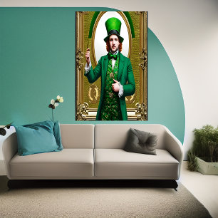 St. Patrick's Day man bar grönt AI Art Poster
