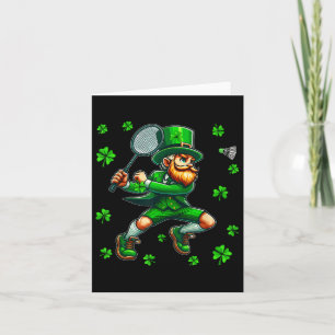 St. Patricks Day Man Spelar Badminton Spelare Lag Kort