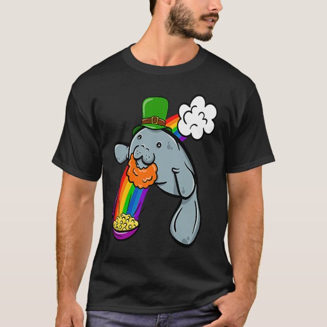 St Patrick's Day Manatee Leprechaun Cute  Boys Gir T Shirt (Framsida)
