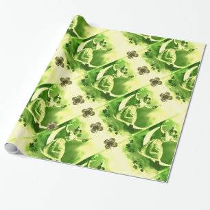 ST PATRICK'S DAY MÅNE DAM MED SKAMROCKAR PRESENTPAPPER