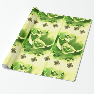 ST PATRICK'S DAY MÅNE DAM MED SKAMROCKAR PRESENTPAPPER