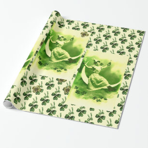 ST PATRICK'S DAY MÅNE DAM MED SKAMROCKAR PRESENTPAPPER