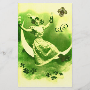 ST PATRICK'S DAY MÅNE DAM MED SKAMROCKS MONOGRAM BREVPAPPER
