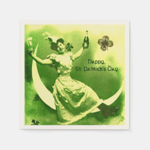 ST PATRICK'S DAY MÅNE DAM MED SKAMROCKS MONOGRAM PAPPERSSERVETT