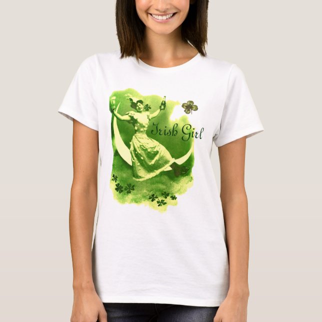 ST PATRICK'S DAY MÅNE DAM MED SKAMROCKS MONOGRAM T-SHIRT (Framsida)