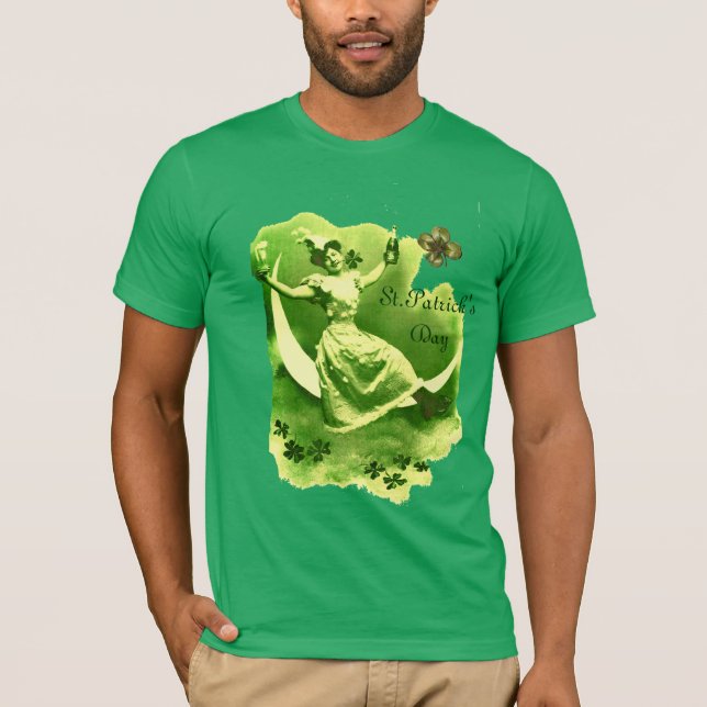 ST PATRICK'S DAY MÅNE DAM MED SKAMROCKS MONOGRAM TEE SHIRT (Framsida)