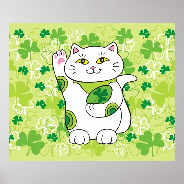 St. Patrick's Day Maneki Neko (Lucky Cat) Poster (Framsidan)