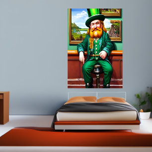 St. Patrick's Day-mannen i gröntar AI Art Poster