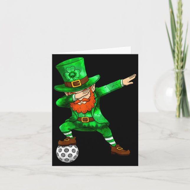 St Patricks Day Mäns Pickleball Kvinnor Dabbing Le Kort (Framsida)