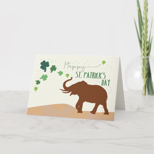 St. Patricks Day med Glatt elefant och Shamrock Kort (Framsida)