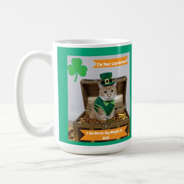 St Patricks Day med katt-humor  Kaffemugg (Vänster)