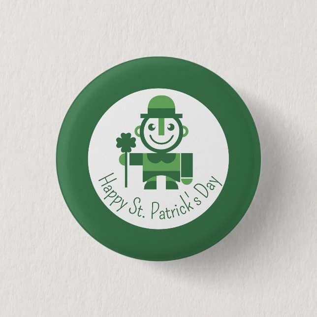 St. Patrick's Day med minimalistisk Lucky Leprecha Knapp (Framsida)