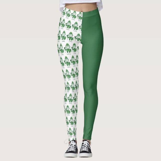 St. Patrick's Day med minimalistisk Lucky Leprecha Leggings (Framsida)