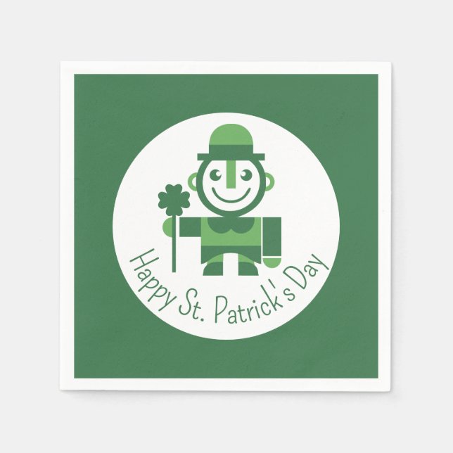 St. Patrick's Day med minimalistisk Lucky Leprecha Pappersservett (Framsidan)