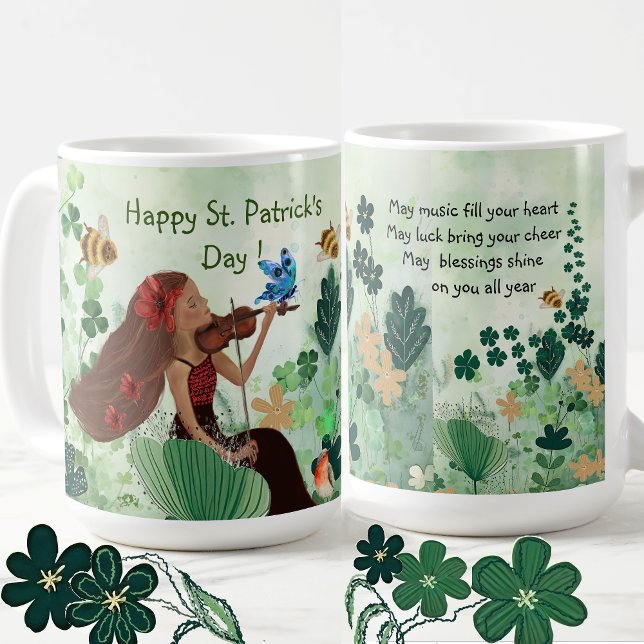 St. Patrick's Day med Music Kaffemugg (ST Patrick's Day with music Mug)