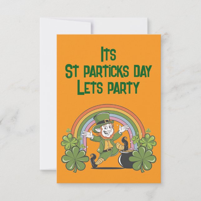 St. Patrick's Day med Rainbow & Leprechaun Inbjudningar (Framsida)