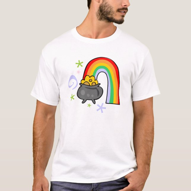 St. Patrick's Day med Shamrock och Pot of Guld Tee Shirt (Framsida)
