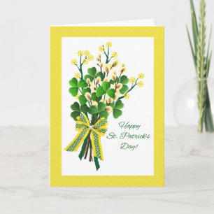 St. Patrick's Day med Shamrock och Vår Bouquet Kort