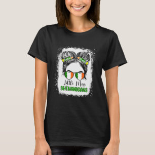 St Patrick's Day Messy Bun for Girls Little Miss S T Shirt