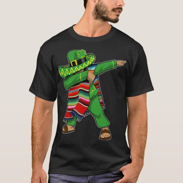 St patricks day mexikansk irländsk dabbing t shirt (Framsida)