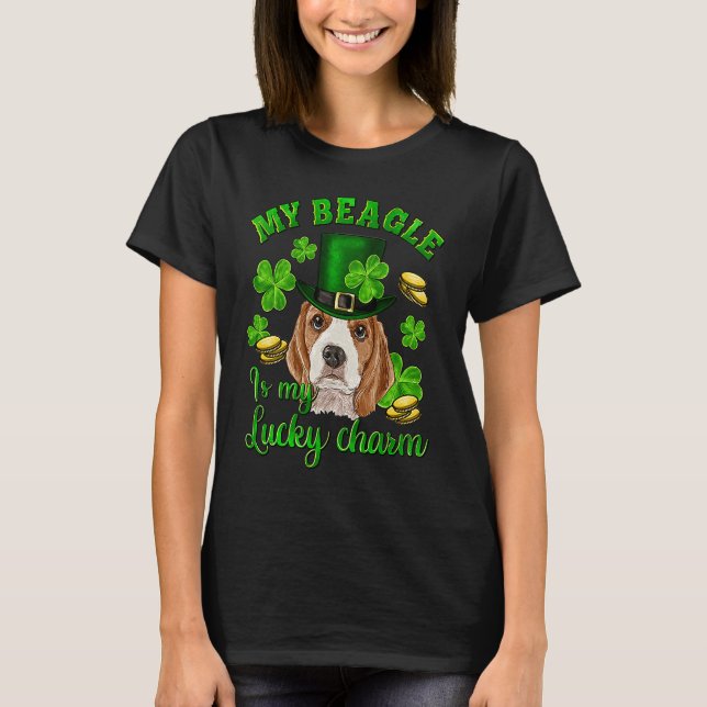 St Patrick's Day Min Beagle Är Min Lyckoamulett Sh T Shirt (Framsida)