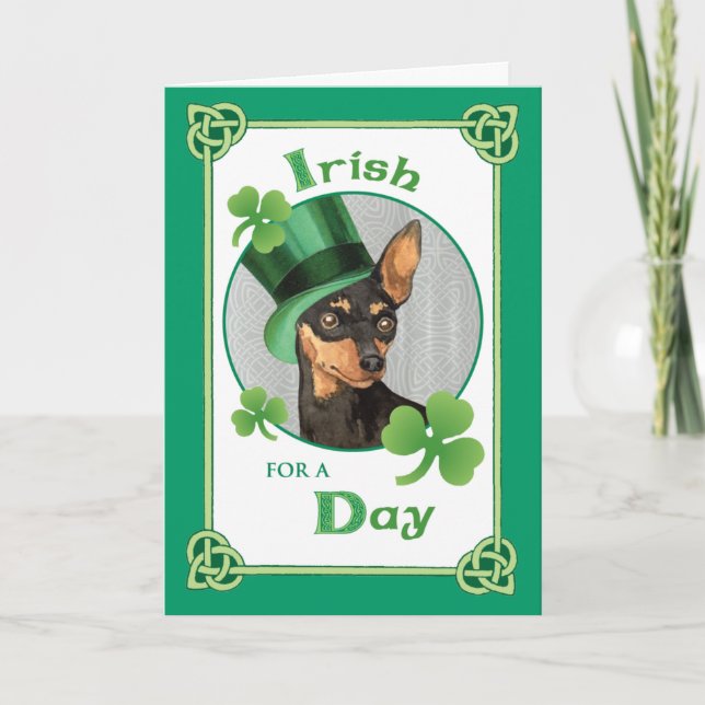 St. Patrick's Day Min Pin Kort (Framsida)