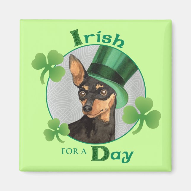 St. Patrick's Day Min Pin Magnet (Framsidan)