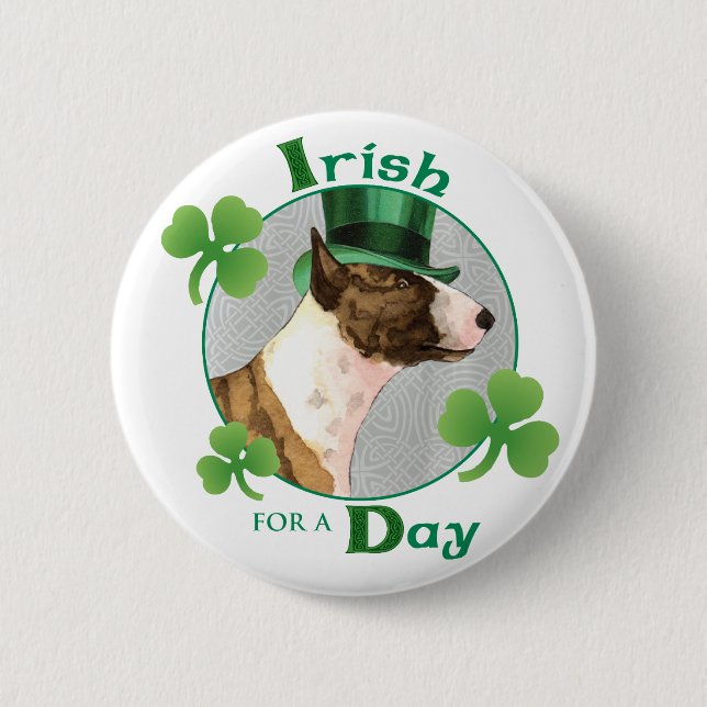 St. Patrick's Day Mini Bull Terrier Knapp (Framsida)