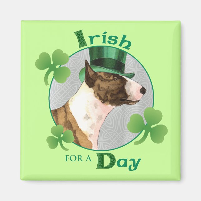 St. Patrick's Day Mini Bull Terrier Magnet (Framsidan)
