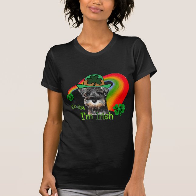 St. Patricks Day Mini Schnauzer Tee Shirt (Framsida)