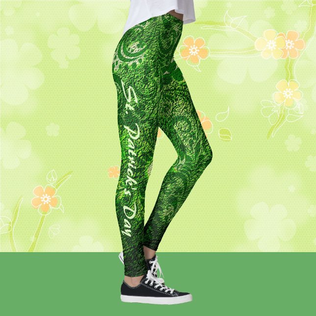 St patrick's day Modern Grönt Shamrocks Mönster Leggings (Skapare uppladdad)