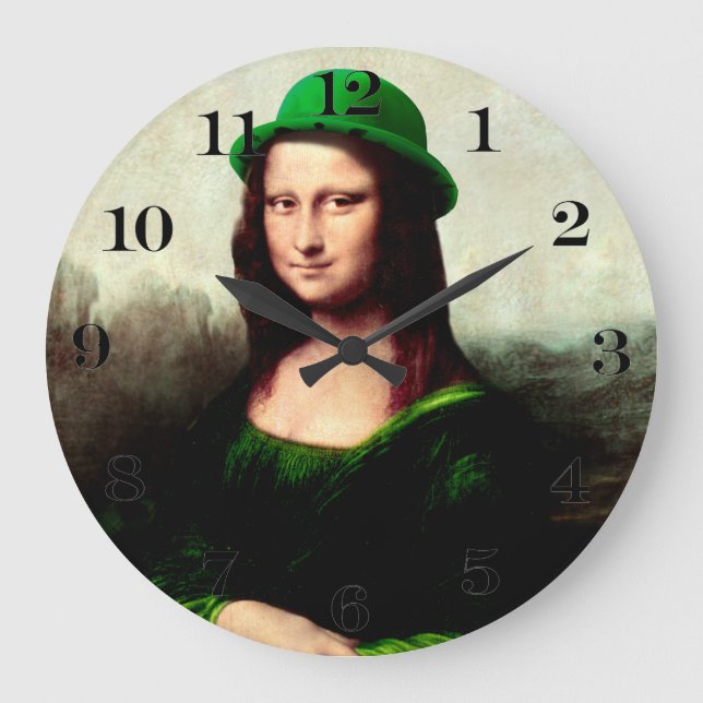 St. Patrick's Day Mona Lisa Stor Klocka (Framsida)
