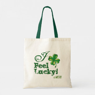 St. Patrick's Day Monogram, Feel Lucky, Shamrock Tygkasse